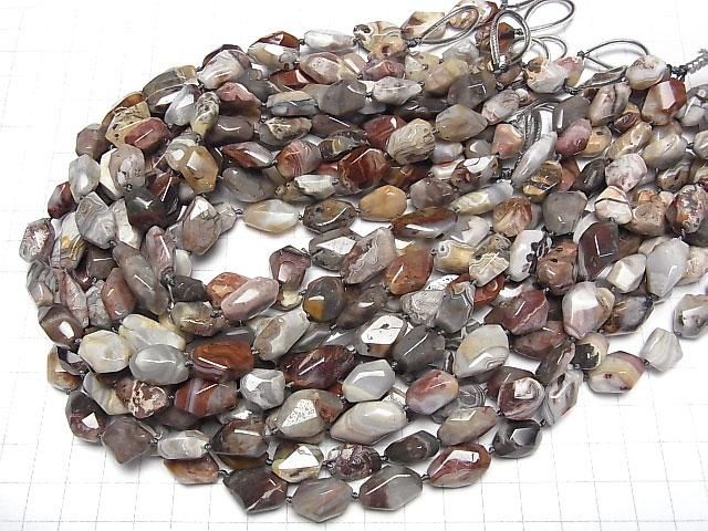 Laguna Lace Agate Faceted Nugget (half or 1-strand beads) (approx. 15 inches/36 cm)