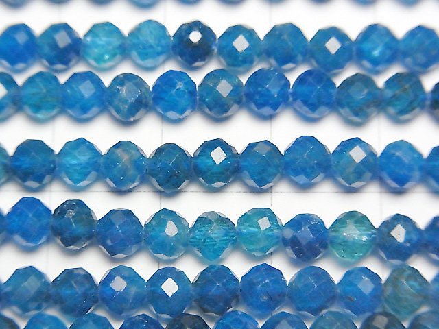 高品質!霓虹藍磷灰石 AA++ 刻面圓珠 4.5mm 1串 (約15英吋/36公分)