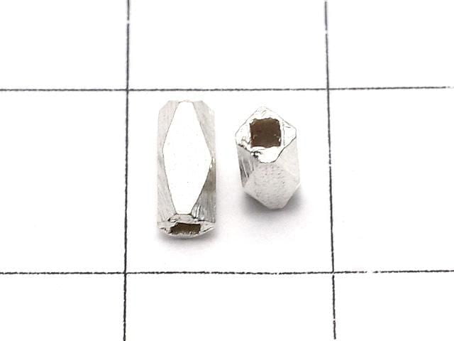 Karen Silver Faceted Tube 7x3x3mm White Silver 4pcs