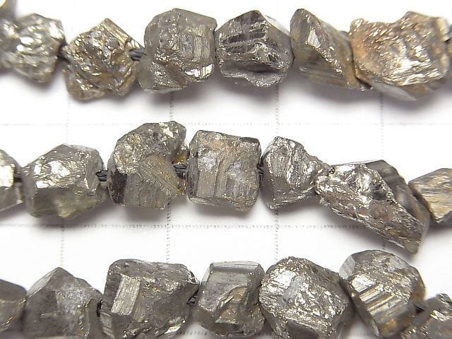 黃鐵礦粗糙刻面塊狀半串或1串珠子 (約13英吋/32公分)