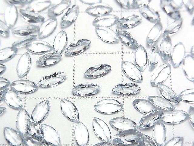 高品質海藍寶 AAA 裸石 馬眼形刻面 6x3mm 3顆