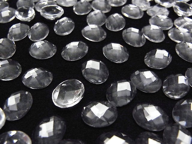 Kristall AAA Oval Facettierter Cabochon 10x8mm 3 Stück