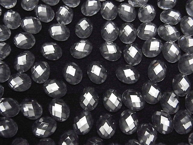 Kristall AAA Oval Facettierter Cabochon 10x8mm 3 Stück