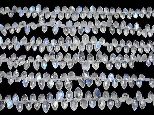 Hochwertiger Regenbogen-Mondstein AAA- Marquise facettiert Briolette halb oder 1Strang Perlen (ca. 6inch/16cm)