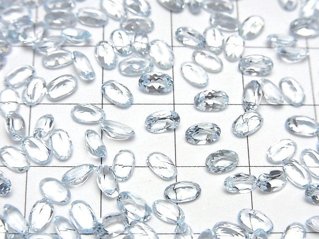 Hochwertiger Himmelblauer Topas AAA Lose Stein Oval Facettiert 5x3mm 10 Stück