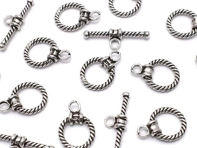 Silver925 Twist Toggle Oxidized Finish 1pair