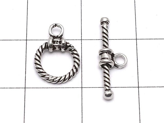 Silver925 Twist Toggle Oxidized Finish 1pair