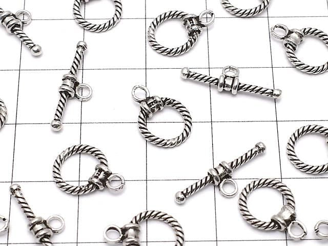 Silver925 Twist Toggle Oxidized Finish 1pair