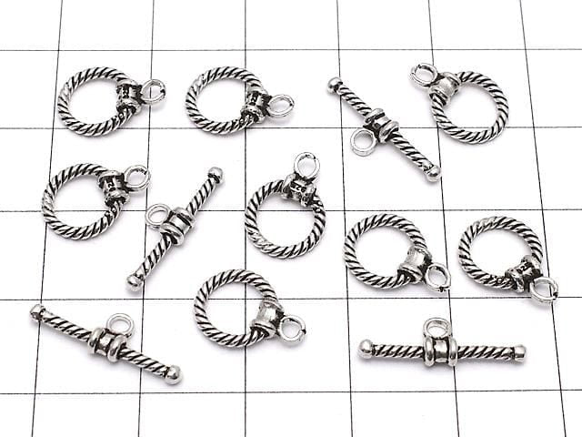 Silver925 Twist Toggle Oxidized Finish 1pair