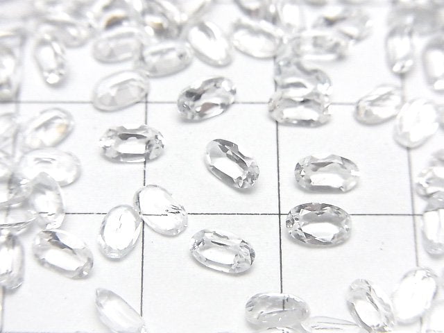 高品質白色托帕石 AAA 級裸石 橢圓形刻面 5x3 毫米 10 顆
