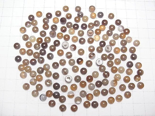 Braun Gestreifter Achat AAA Rund Cabochon 6x6mm 5 Stück