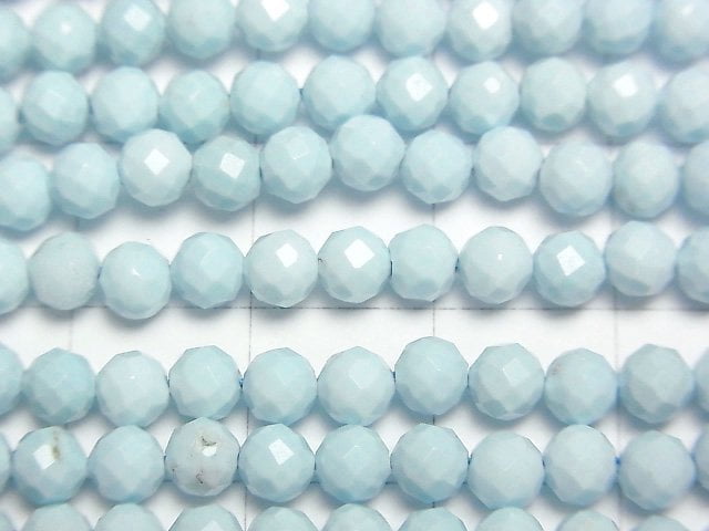 高品質!菱鎂礦綠松石刻面圓珠 4毫米 1串(約15英吋/37厘米)