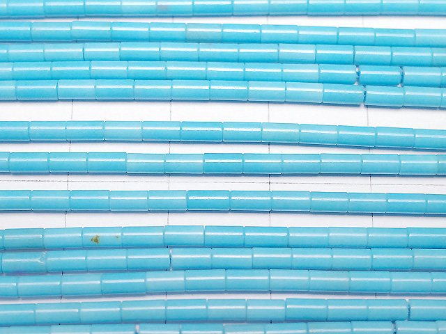 Perles tube 4x2x2mm en magnésite synthétique turquoise, 1 fil (environ 36cm)