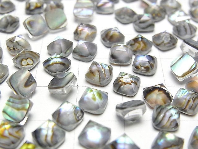 Abalone Muschel x Kristall AAA Zuckerlaib Schnitt 6x6mm 2 Stück