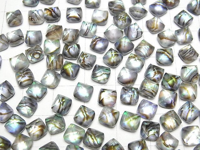 Abalone Muschel x Kristall AAA Zuckerlaib Schnitt 6x6mm 2 Stück