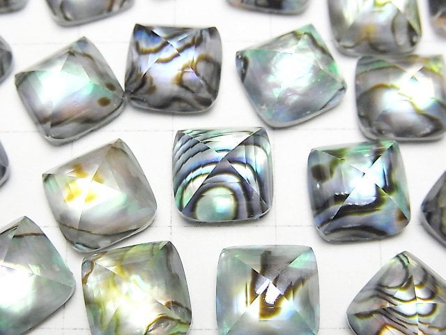 鮑魚殼 x 水晶 AAA 糖麵包山形切割 10x10mm 2顆