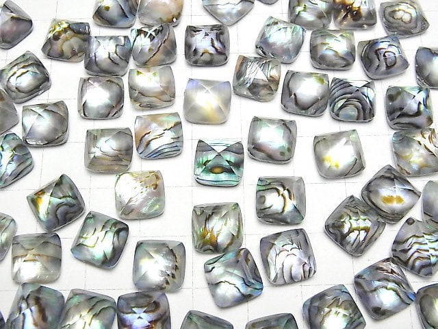 Abalone Muschel x Kristall AAA Zuckerlaib Schnitt 10x10mm 2 Stück