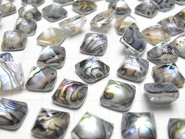 Abalone Muschel x Kristall AAA Zuckerlaib Schnitt 10x10mm 2 Stück