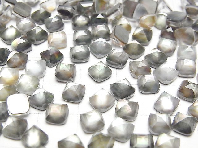 Schwarze Muschel x Kristall AAA Zuckerlaib Schnitt 6x6mm 2 Stück