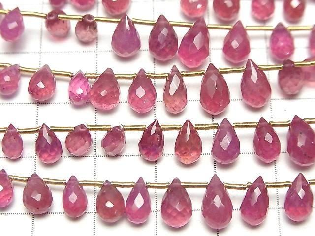 Hochwertiger Rubin (Rosa Saphir) AA++ Tropfen facettierte Briolette halbe oder 1 Strang Perlen (16 Stück)