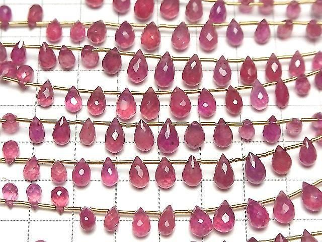 Hochwertiger Rubin (Rosa Saphir) AA++ Tropfen facettierte Briolette halbe oder 1 Strang Perlen (16 Stück)