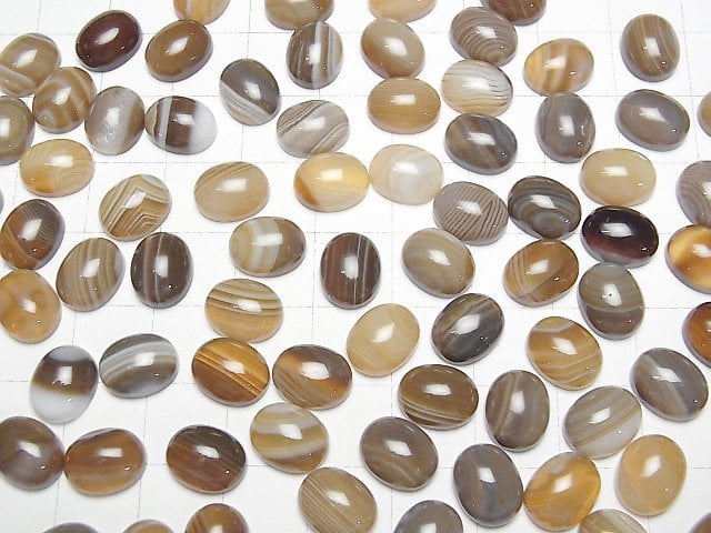Braun gestreifter Achat AAA Oval Cabochon 10x8mm 4 Stück
