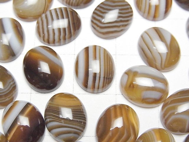棕色帶紋瑪瑙 AAA 橢圓蛋面 12x10mm 4顆