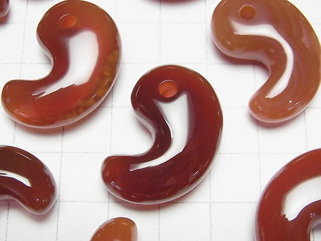 紅瑪瑙 AAA 逗號形珠 30x20mm 1顆