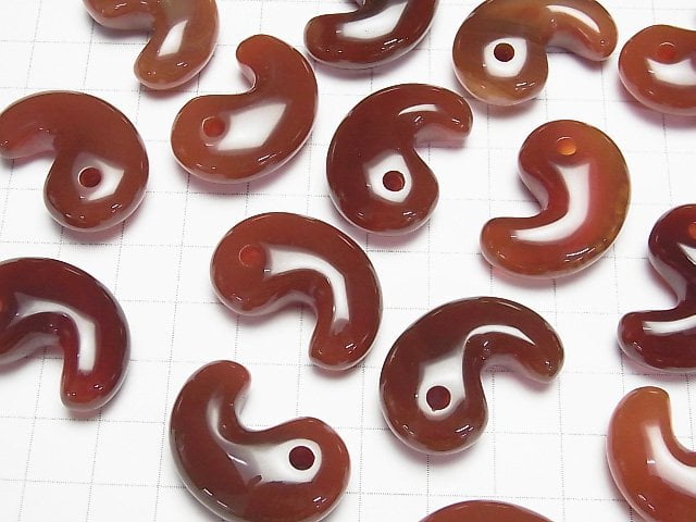Roter Achat AAA Komma-förmige Perle 30x20mm 1 Stück