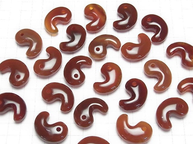Roter Achat AAA Komma-förmige Perle 30x20mm 1 Stück