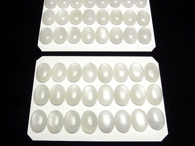 Weißer Mondstein AA++ Oval Cabochon 18x13mm 3Stücke