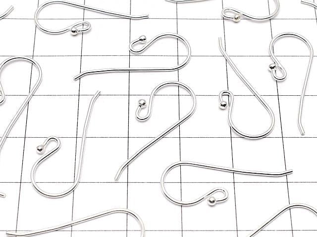Silver 925 Earwire 20x10mm with round beads, 2 pairs