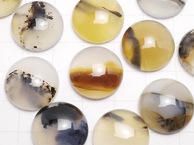 蒙大拿苔蘚瑪瑙 AA++ 圓形蛋面 18x18mm 2顆