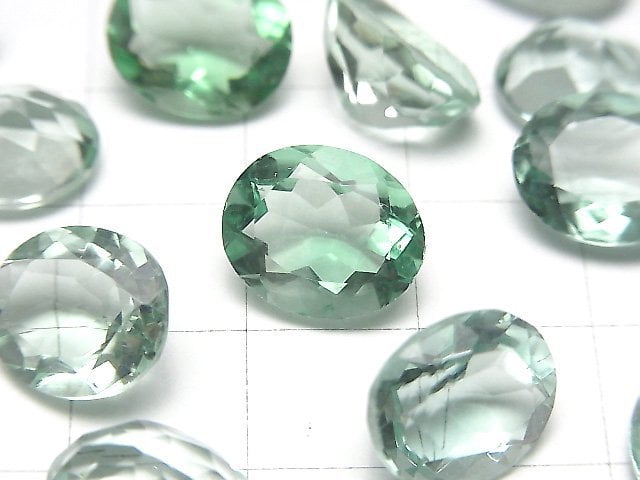 高品質綠色螢石 AAA 散裝寶石 橢圓刻面 12x10 公釐 2 件