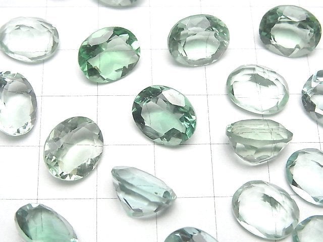 Hochwertiger grüner Fluorit AAA loser Stein oval facettiert 12x10mm 2Stücke