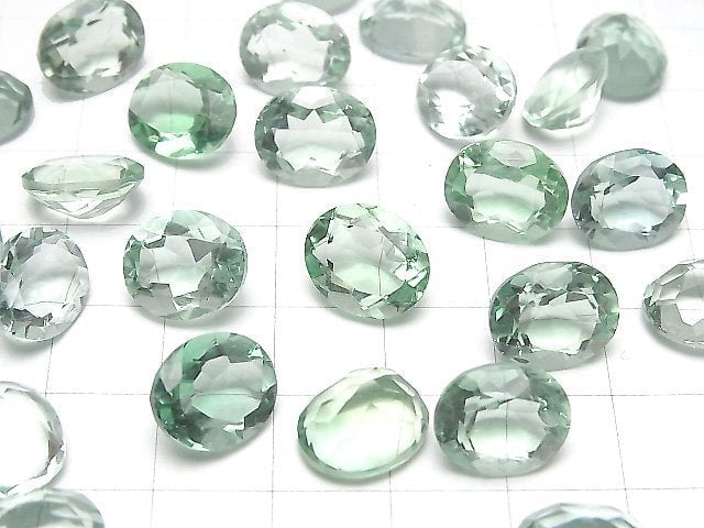 Hochwertiger grüner Fluorit AAA loser Stein oval facettiert 12x10mm 2Stücke