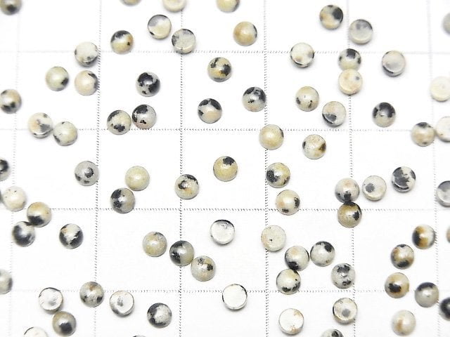 Dalmatinischer Jaspis runder Cabochon 3x3mm 10 Stück