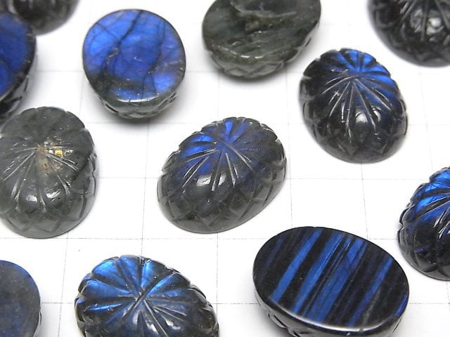 Labradorit AAA- geschnitzter ovaler Cabochon 20x15mm 1 Stück