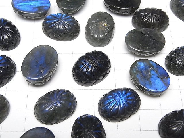 Labradorit AAA- geschnitzter ovaler Cabochon 20x15mm 1 Stück