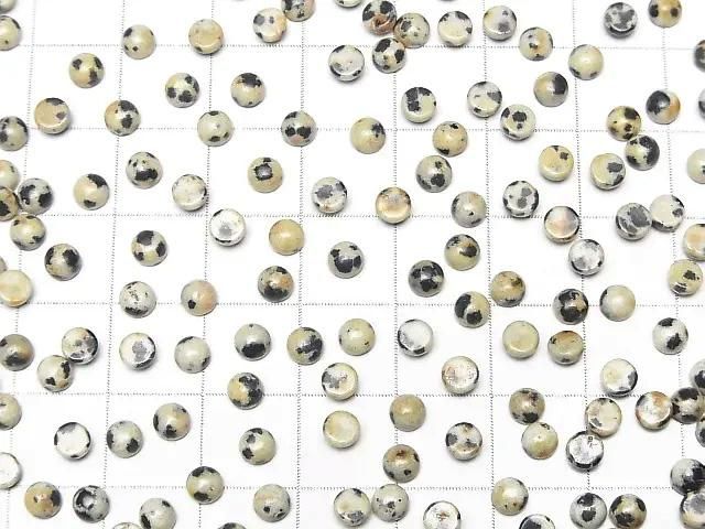 Dalmatinischer Jaspis runder Cabochon 4x4mm 10 Stück