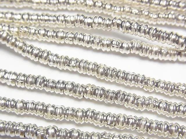 Karen Silver Patterned Rondelle Beads 3x3x2mm White Silver 1/8 or 1-strand beads (approx. 27 inches/68 cm)