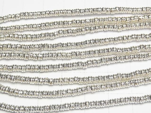 Karen Silver Patterned Rondelle Beads 3x3x2mm White Silver 1/8 or 1-strand beads (approx. 27 inches/68 cm)