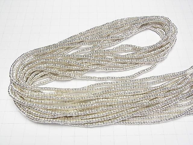 Karen Silver Patterned Rondelle Beads 3x3x2mm White Silver 1/8 or 1-strand beads (approx. 27 inches/68 cm)