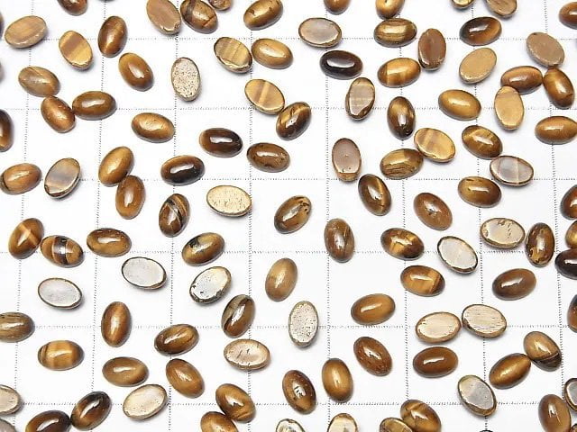 Gelber Tigerauge AA++ ovaler Cabochon 6x4mm 10 Stück