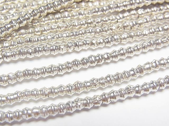 Karen Silver Patterned Rondelle Beads 2.5x2.5x1.5mm 1/4 or 1-strand beads (approx. 28inch/69cm)