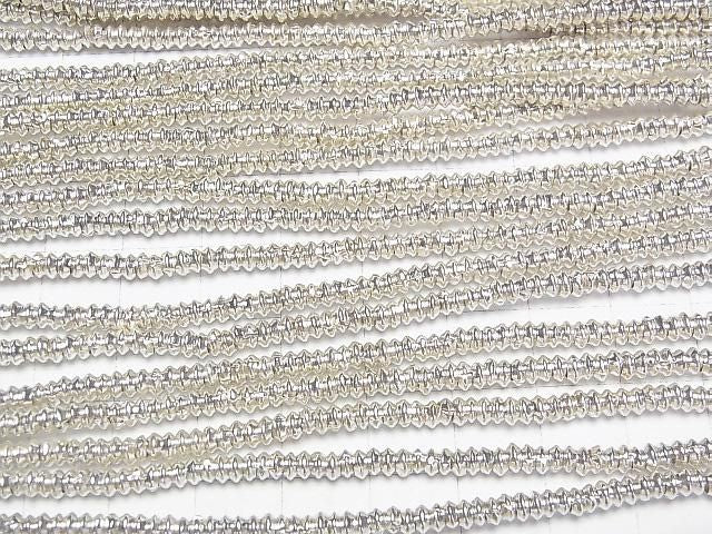 Karen Silver Patterned Rondelle Beads 3.5x3.5x1.5mm 1/8 or 1strand beads (approx. 27 inches/68 cm)