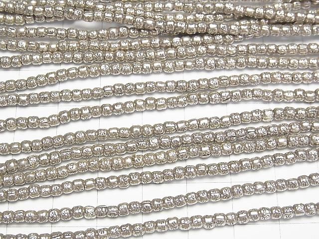 Karen Silver Rondelle Beads with Sun Pattern, 3x3x2.5mm, 1/4 or 1-strand (approx. 28inch/69cm)