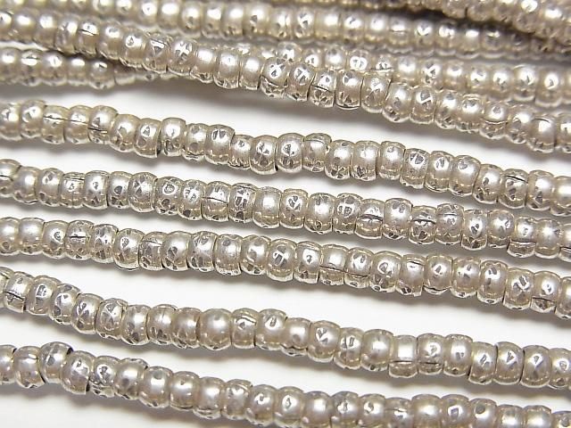 Karen Silver Patterned Rondelle Beads 2.5x2.5x1.5mm 1/4 or 1-strand beads (approx. 27 inches/68 cm)