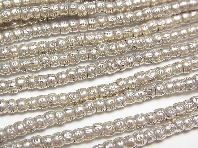 Karen Silver Rondelle Beads with Sun Pattern, 2.5x2.5x2mm, 1/4 or 1-strand (approx. 28inch/69cm)
