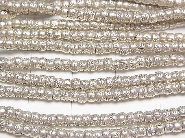 Karen Silver Rondelle Beads with Sun Pattern, 2.5x2.5x2mm, 1/4 or 1-strand (approx. 28inch/69cm)